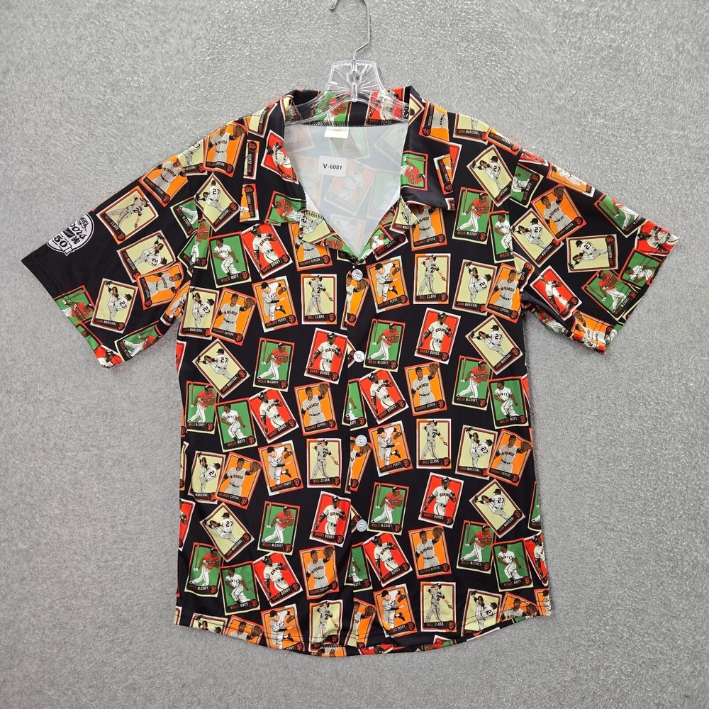 San Francisco Giants Men Button Up Shirt Medium‎ Orange Barry Bonds Willie Mays
